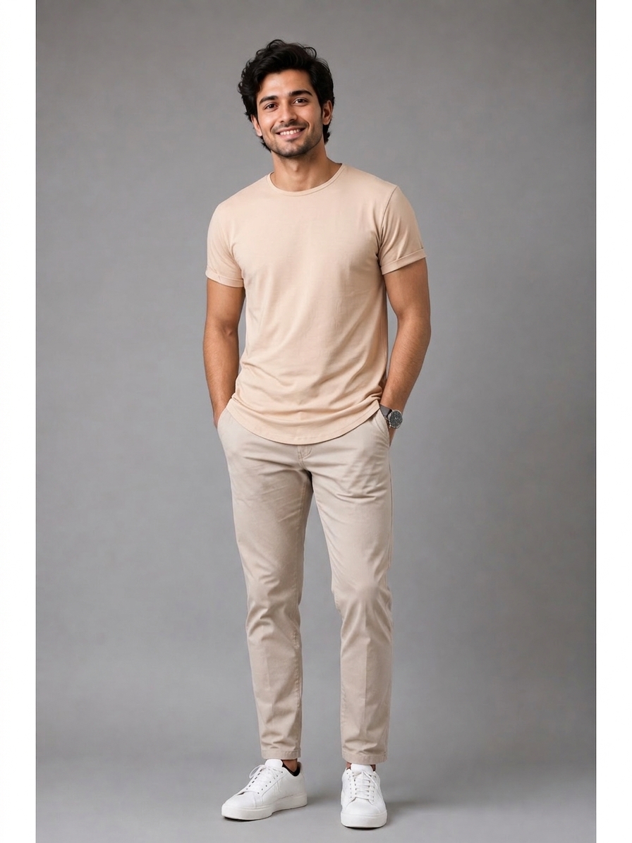 Knit sweater & chinos, generated by FashClick from a flat product photo