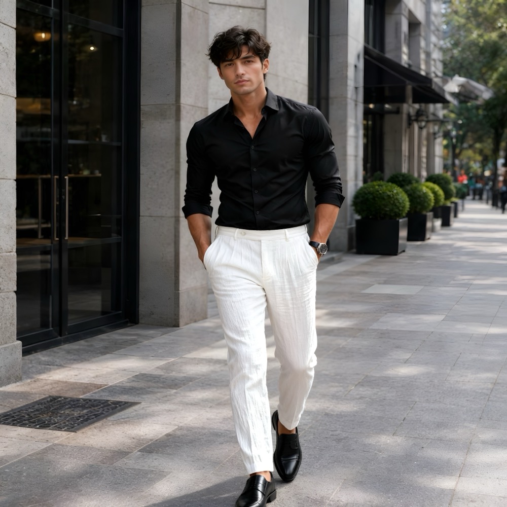 Linen trousers, generated by FashClick from a flat product photo
